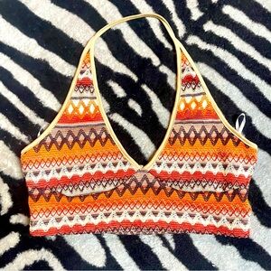 Boho mod backless crop halter top